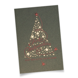 Vergrößere Abbildung Grüne Weihnachtskarten mit Weihnachtsbaum und edlem Weihnachtsgruß